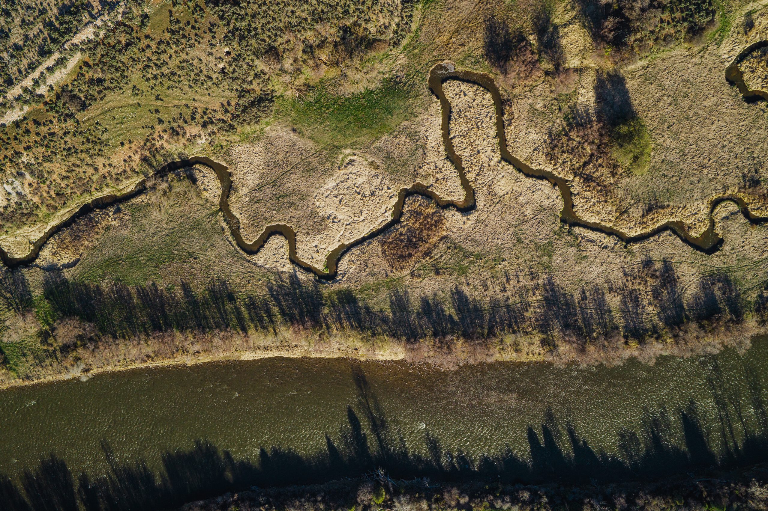 Aerial of the Roaring Fork River and the proposed development for Harvest Farms